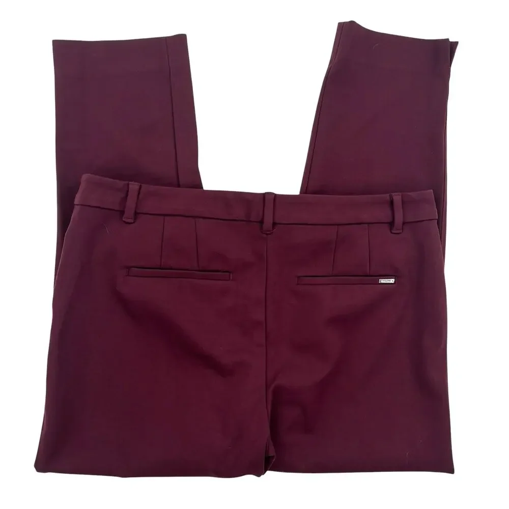 White House Black Market WHBM Burgundy Ponte The Slim Ankle Pants